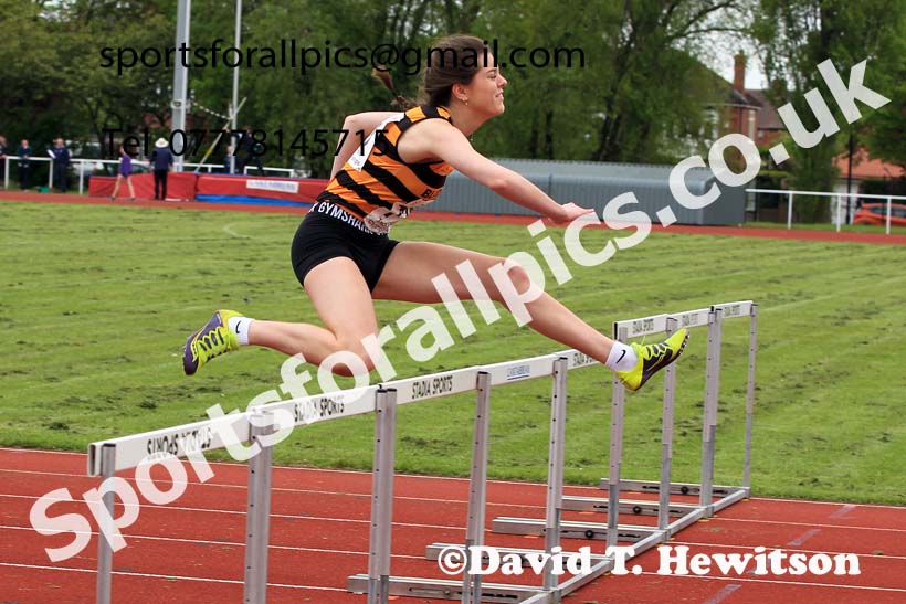 Womens Under-20s 100 metres hurdles, 2023 North Eastern Track and Field Champs., Middlesbrough Sports Village, Middlesbrough. Photo: David T. Hewitson/Sports for All Pics